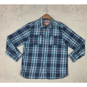 The North Face Shirt Mens X-Large Blue Plaid Button Up Long Sleeve Cotton Blend